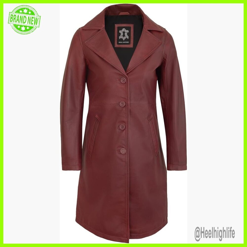 Long Lambskin Leather Car Coat Jacket Women's Regular Fit